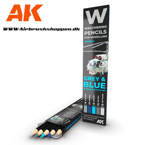 Weathering blyant sæt GREY & BLUE: SHADING & EFFECTS SET AK10043 AK-Interactive.